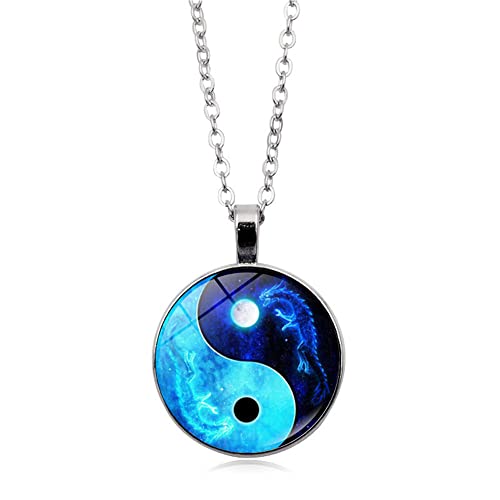 CQHODFYA Yin Yang Drachen Halskette für Damen Herren mit Anhänger,Tai Chi Kette für Frauen Männer, Schmuck Geschenkidee,Talisman Halskette mit 18" Kette +2" Verlängerung Kette-Mit Schmuckschachtel CQHODFYA Yin Yang Drachen Halskette für Damen Herren mit Anhänger,Tai Chi Kette für Frauen Männer, Schmuck Geschenkidee,Talisman Halskette mit 18" Kette +2" Verlängerung Kette-Mit Schmuckschachtel von CQHODFYA