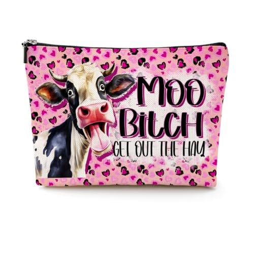 Western-Make-up-Tasche mit Kuh-Aufdruck, Pferd, Schwein, Esel, Färse, Geschenk, lustige Kosmetiktasche für Frauen, Mehrfarbig 0158, 9.6 x 7.4 inches von CQM