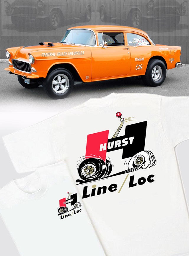 Hurst Line Lock Weißes T-Shirt - Hs #052 Gasser Yenko Bewegungsrad 1955 von CQQLAuto