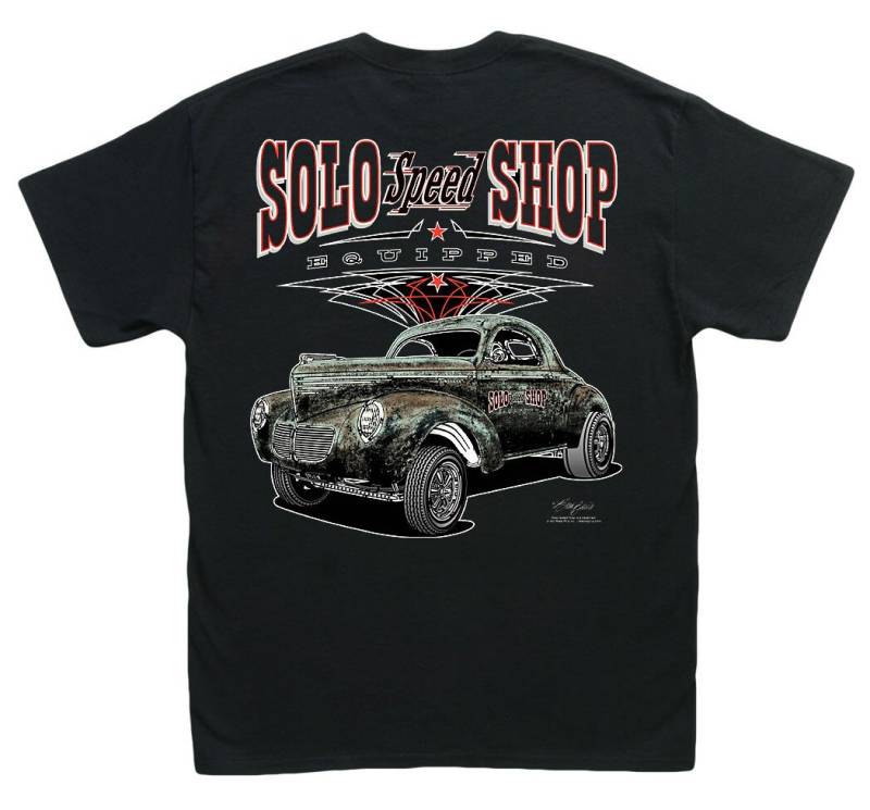 Solo Speed Shop Willys Gasser Patina Schwarzes T-Shirt - Hs #013 1940 1941 Vintage Drachenrennsport Rennbahn von CQQLAuto