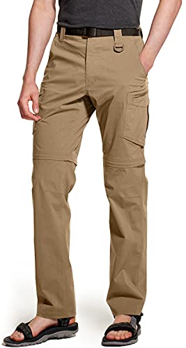 CQR Herren Convertible Cargo Pants, Wasserabweisend Wanderhosen, Zip Off Leichte Stretch UPF 50+ Arbeit Outdoor Hosen, Txp404 1pack - Coyote, 30W / 30L von CQR