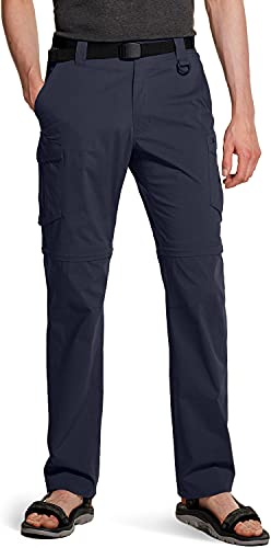 CQR Herren Convertible Cargo Pants, Wasserabweisend Wanderhosen, Zip Off Leichte Stretch UPF 50+ Arbeit Outdoor Hosen, Txp404 1pack - Navy, 32W / 30L von CQR