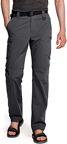 CQR Herren Convertible Cargo Pants, Wasserabweisend Wanderhosen, Zip Off Leichte Stretch UPF 50+ Arbeit Outdoorhose, Txp404 1pack - Charcoal, 40W / 32L von CQR