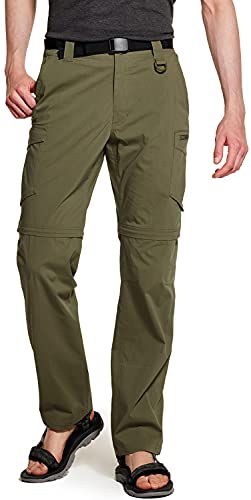 CQR Herren Convertible Cargo Pants, Wasserabweisend Wanderhosen, Zip Off Leichte Stretch UPF 50+ Arbeit Outdoorhose, Txp404 1pack - Olive, 34W / 30L von CQR