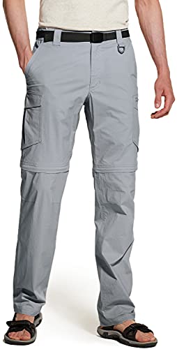 CQR Herren Convertible Cargo Pants, Wasserabweisend Wanderhosen, Zip Off Leichte Stretch UPF 50+ Arbeit Outdoorhose, Txp404 1pack - Stone, 32W / 30L von CQR