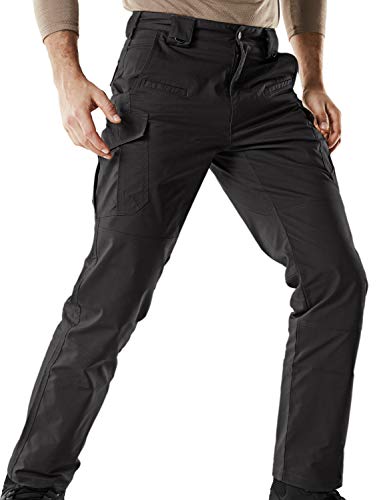 CQR Herren Flex-Stretch-Taktikhose, Wasserabweisende, leichte Ripstop-Cargohose, Arbeitshose, Tfp513 1pack - Black, 36W / 30L von CQR