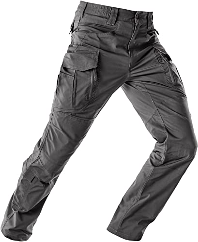 CQR Herren Flex-Stretch-Taktikhose, Wasserabweisende, leichte Ripstop-Cargohose, Arbeitshose, Tfp521 1pack - Charcoal, 32W / 30L von CQR