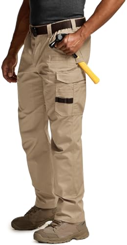 CQR Herren Ripstop-Arbeitshose, wasserabweisend, Taktische, Straight-Leg Hose, f? Au?narbeiter, Cargohose, Twp320 1pack - Khaki, 44W / 32L von CQR