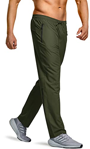 CQR Herren Tahoe Crossfit-Trainingshose, leichte, reflektierende Sporthose mit Reißverschlusstaschen für Ihr Training, Txp101 1pack - Olive, XL von CQR