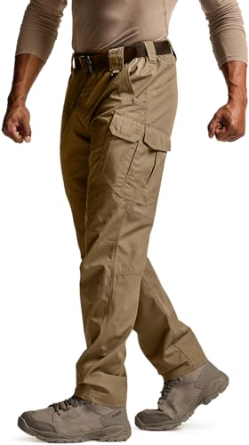 CQR Herren Taktische Hose, Wasserabweisende Ripstop-Cargohose, leichte EDC-Wandernhose, Outdoorbekleidung, Tlp127 1pack - Coyote, 36W / 32L von CQR