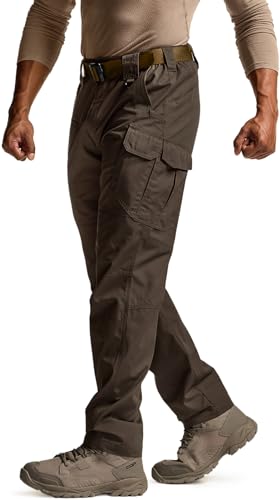 CQR Herren Taktische Hose, Wasserabweisende Ripstop-Cargohose, leichte EDC-Wandernhose, Outdoorbekleidung, Tlp127 1pack - Dark Brown, 32W / 30L von CQR