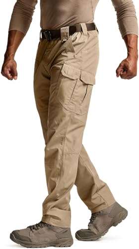 CQR Herren Taktische Hose, Wasserabweisende Ripstop-Cargohose, leichte EDC-Wandernhose, Outdoorbekleidung, Tlp127 1pack - Khaki, 28W / 30L von CQR