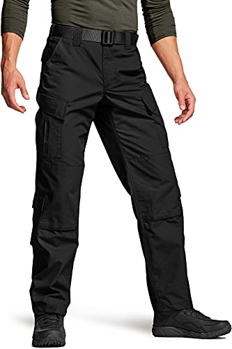 CQR Herren Taktische Militär Lang Hose, MKampfhose, BDU/ACU Cargohose, wasserabweisend, Ripstop-Arbeitshose, Wandern, Outdoor Bekleidung, Uap03 1pack - Black, 3XL Lang von CQR