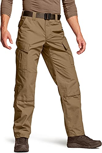 CQR Herren Taktische Militär Lang Hose, MKampfhose, BDU/ACU Cargohose, wasserabweisend, Ripstop-Arbeitshose, Wandern, Outdoor Bekleidung, Uap03 1pack - Coyote, 3XL Lang von CQR