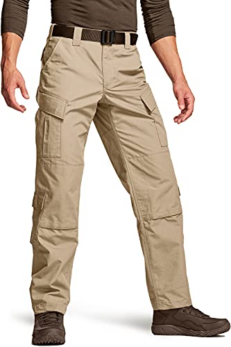 CQR Herren Taktische Militär Hose, MKampfhose, BDU/ACU Cargohose, wasserabweisend, Ripstop-Arbeitshose, Wandern, Outdoor Bekleidung, Uap03 1pack - Khaki, L Lang von CQR