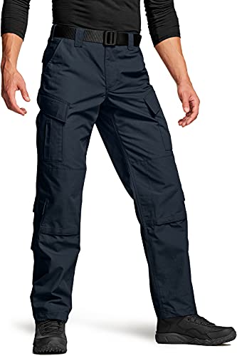 CQR Herren Taktische Militär Lang Hose, MKampfhose, BDU/ACU Cargohose, wasserabweisend, Ripstop-Arbeitshose, Wandern, Outdoor Bekleidung, Uap03 1pack - Navy, M Lang von CQR