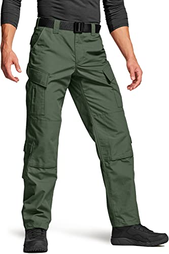 CQR Herren Taktische Militär Hose, MKampfhose, BDU/ACU Cargohose, wasserabweisend, Ripstop-Arbeitshose, Wandern, Outdoor Bekleidung, Uap03 1pack - Olive Green, L Lang von CQR