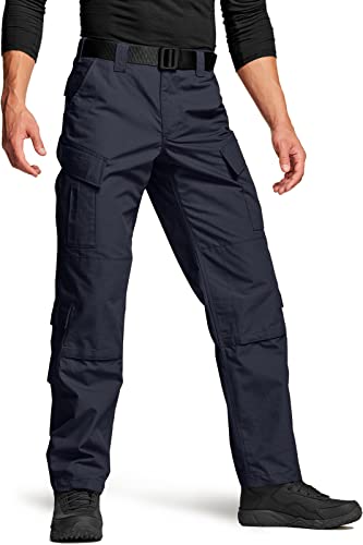 CQR Herren Taktische Militär Hose, MKampfhose, BDU/ACU Cargohose, wasserabweisend, Ripstop-Arbeitshose, Wandern, Outdoor Bekleidung, Uap03 1pack - Police Navy, 3XL Lang von CQR