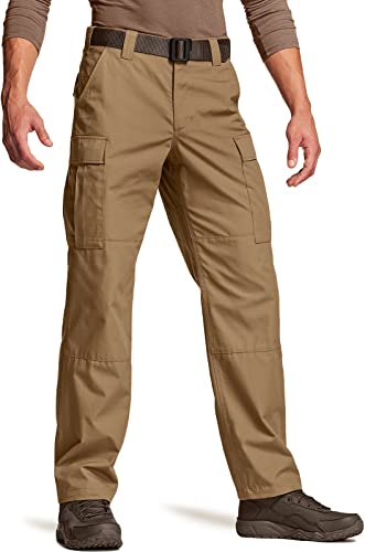 CQR Herren Taktische Militär Hose, MKampfhose, BDU/ACU Cargohose, wasserabweisend, Ripstop-Arbeitshose, Wandern, Outdoor Bekleidung, Ubp03 1pack - Coyote, 3XL Lang von CQR