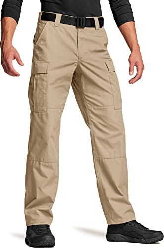 CQR Herren Taktische Militär Hose, MKampfhose, BDU/ACU Cargohose, wasserabweisend, Ripstop-Arbeitshose, Wandern, Outdoor Bekleidung, Ubp03 1pack - Khaki, XXL Lang von CQR