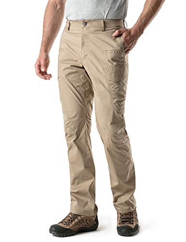 CQR Herren Wasserabweisende, leichte Wanderhose, USF 50+, Stretchhose, Cargohose, Arbeitshose, Txp424 1pack - Khaki, 34W / 34L von CQR