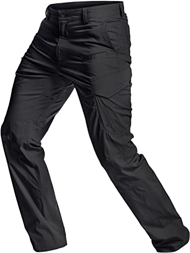 CQR Herren Wasserabweisende, leichte Wanderhose, USF 50+, Stretchhose, Cargohose, Arbeitshose, Txp440 1pack - Black, 30W / 32L von CQR