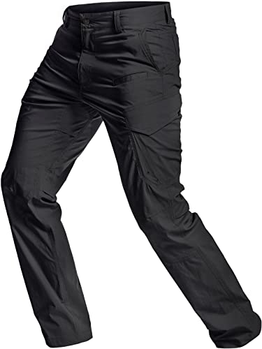 CQR Herren Wasserabweisende, leichte Wanderhose, USF 50+, Stretchhose, Cargohose, Arbeitshose, Txp440 1pack - Black, 34W / 34L von CQR