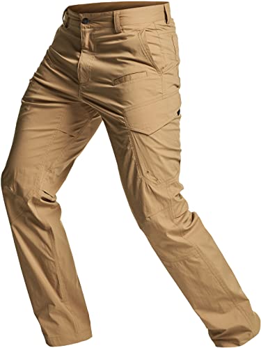 CQR Herren Wasserabweisende, leichte Wanderhose, USF 50+, Stretchhose, Cargohose, Arbeitshose, Txp440 1pack - Coyote, 30W / 32L von CQR