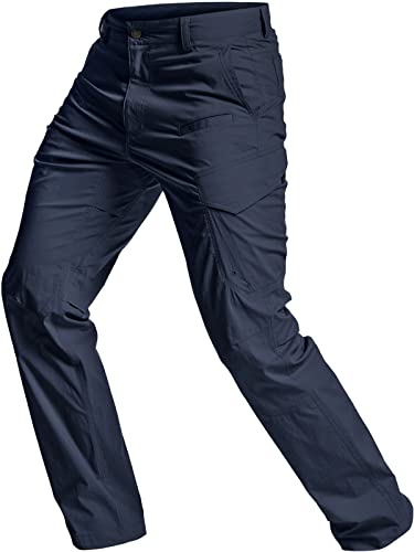 CQR Herren Wasserabweisende, leichte Wanderhose, USF 50+, Stretchhose, Cargohose, Arbeitshose, Txp440 1pack - Navy, 32W / 32L von CQR