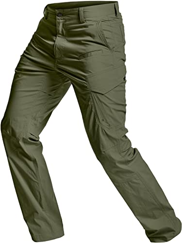 CQR Herren Wasserabweisende, leichte Wanderhose, USF 50+, Stretchhose, Cargohose, Arbeitshose, Txp440 1pack - Olive, 36W / 32L von CQR