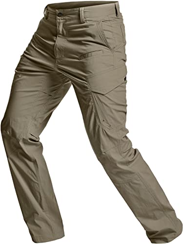 CQR Herren Wasserabweisende, leichte Wanderhose, USF 50+, Stretchhose, Cargohose, Arbeitshose, Txp440 1pack - Tan, 32W / 30L von CQR