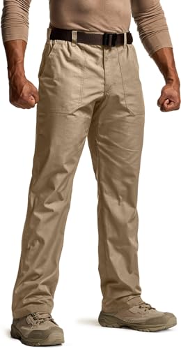 CQR Taktische Hose für Männer aus Ripstop, wasserdichte leichte EDC Arbeitshose, Outdoor Wanderhose, Tlp001 1pack - Khaki, 34W / 30L von CQR