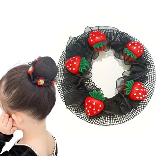 Children's Hair Net Bun,2 Pcs Cute Girls Ballet Hair Nets for Buns,Adjustable Ballet Buns Maker for Kids,Reusable Elastic Mesh Hairnets,Children Performance Dancers Hair Accessories (Strawberry) von CQSVUJ