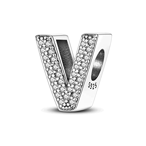 CQWVB Buchstabe Charm Anhänger Damen Alphabet A-Z 925 Sterling Silber für Armband Charms Beads passend für Pandora Armband und Halskette, Kompatibel mit Europäischen Armbänder für Frauen Mädchen von CQWVB
