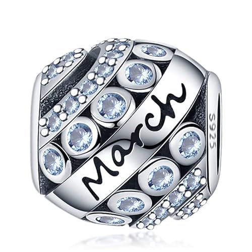 CQWVB Damen Charm Anhänger Geburtsstein für Armband 925 Sterling Silber 12 Geburtsstein Charms Beads passend für Pandora Armband, Kompatibel mit Europäischen Armband und Halskette für Frauen Mädche von CQWVB