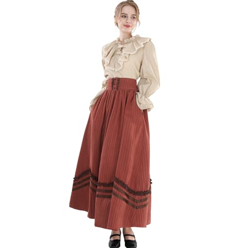 CR EOLECOS viktorianisches Kleid 1800s 2-Piece Damen Mittelalter Kleider Mittelalter Kleid Damen lang XL von CR ROLECOS