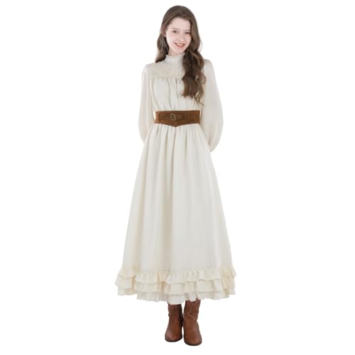 CR ROLECOS Damen Mittelalter Kleid Langarm A-Linie Rüschen Vintage Gothic Viktorianisches Kleid Renaissance Kostüm mit Gürtel XXL CR ROLECOS Damen Mittelalter Kleid Langarm A-Linie Rüschen Vintage Gothic Viktorianisches Kleid Renaissance Kostüm mit Gürtel XXL von CR ROLECOS