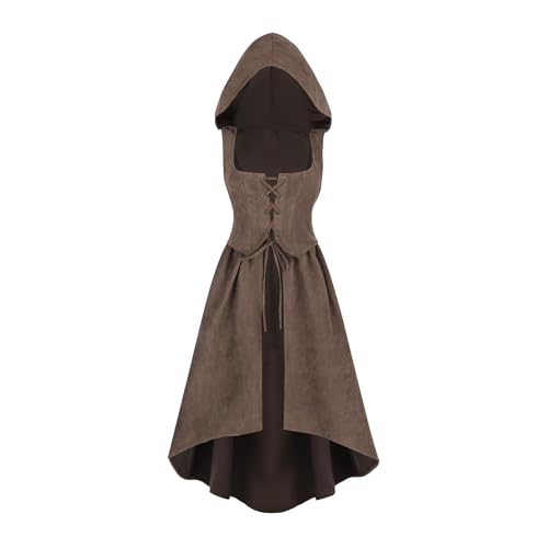 CR ROLECOS Damen Renaissance Kleid Korsett Gothic Piraten Kostüm Mittelalter Korsettumhang Vintage Kapuzenkleid Partykleid M von CR ROLECOS