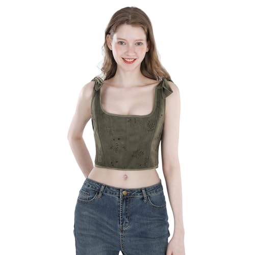 CR ROLECOS Damen Renaissance Korsett Top Corsage Mittelalter Korsett Oberteil Rüschensaum mit Träger Blumendruck Corsett Weste Ölwachs Grün XL CR ROLECOS Damen Renaissance Korsett Top Corsage Mittelalter Korsett Oberteil Rüschensaum mit Träger Blumendruck Corsett Weste Ölwachs Grün XL von CR ROLECOS