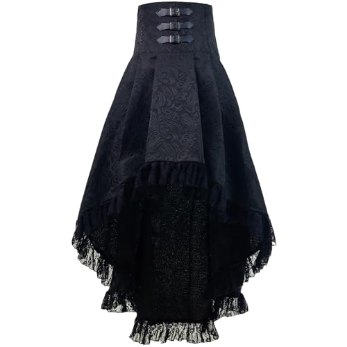CR ROLECOS Mittelalter Rock Steampunk Rock Damen Gothic Kleidung Piratenkostüm Damen Sommerrock Schwarz XXL von CR ROLECOS
