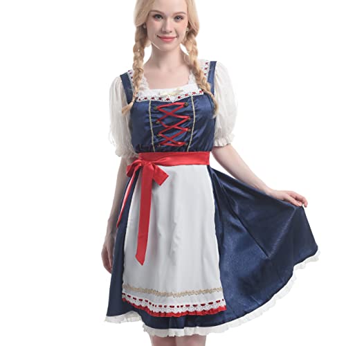 CR ROLECOS Dirndl Damen Midi 3 Teiliges Trachtenkleid Set, dirndl damen Oktoberfest Traditionellen Dirndl Bayerisches Tracht. von CR ROLECOS