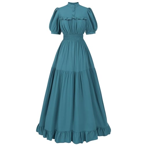 CR ROLECOS Kurzarm Damen Renaissance Kleider Schulterfrei Puffärmel Gesmokte Taille Baumwollkleid Seeblau XL CR ROLECOS Kurzarm Damen Renaissance Kleider Schulterfrei Puffärmel Gesmokte Taille Baumwollkleid Seeblau XL von CR ROLECOS