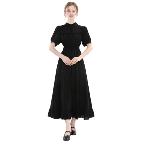 CR ROLECOS Mittelalter Kleid Damen Kurzarm A-Linie Vintage Sommer Kleider Renaissance-Kostümkleid Edwardianisches Freizeitkleider Elegant Abendkleid Schwarz XL CR ROLECOS Mittelalter Kleid Damen Kurzarm A-Linie Vintage Sommer Kleider Renaissance-Kostümkleid Edwardianisches Freizeitkleider Elegant Abendkleid Schwarz XL von CR ROLECOS