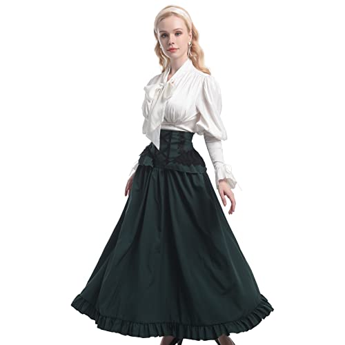 CR ROLECOS Mittelalter Kleidung Damen Viktorianische Kleid Mit Viktorianisches Bluse + Mittelalter röcke S/M von CR ROLECOS