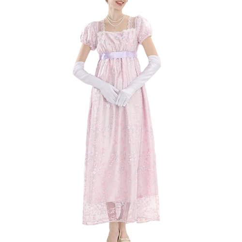 CR ROLECOS Regency Dress viktorianisches Damen barock Kleid Handschuhen Empire Taille Kleid XXL von CR ROLECOS