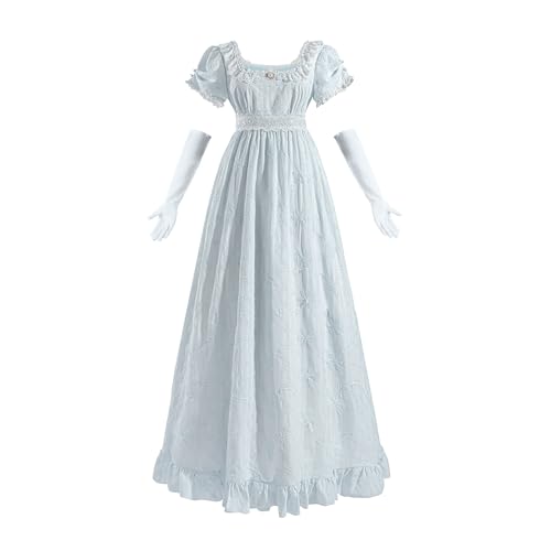 CR ROLECOS Regency-Kleid für Damen, Empire-Taille, Regency-Kostüm, viktorianisches langes Kleid, Teekleid, Blau, Klein CR ROLECOS Regency-Kleid für Damen, Empire-Taille, Regency-Kostüm, viktorianisches langes Kleid, Teekleid, Blau, Klein von CR ROLECOS