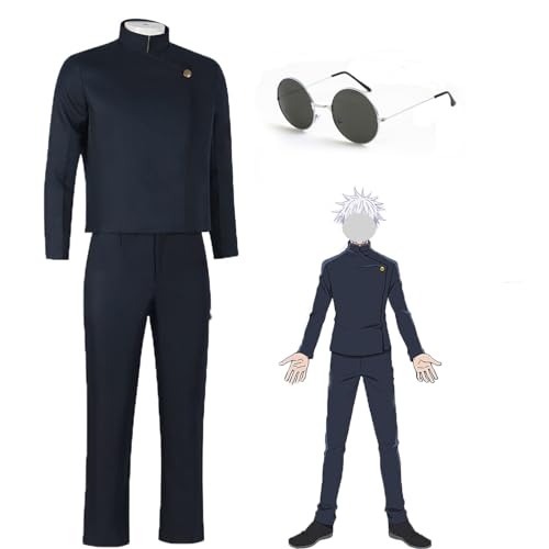 CR ROLECOS Satoru Gojo Cosplay-Kostüm aus dem Anime Jujutsu Kaisen Schuluniform für Jungen, Halloween-Kostüm Anime Männer Fasching Karneval Party-Outfits S von CR ROLECOS