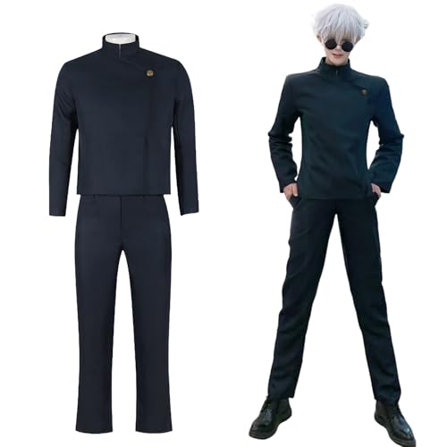 CR ROLECOS Satoru Gojo Cosplay-Kostüm aus dem Anime Jujutsu Kaisen Schuluniform für Jungen, Halloween-Kostüm Anime Männer Fasching Karneval Party-Outfits S von CR ROLECOS