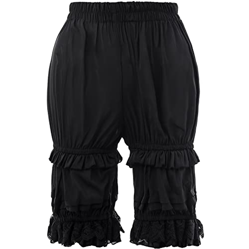 CR ROLECOS Schwarz Bloomers Damen Shorts Steampunk Shorts Vintage Shorts Lace Shorts Pantaloons Vintage Bloomers Shorts XL von CR ROLECOS