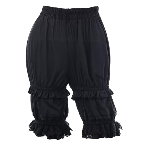 CR ROLECOS SchwarzBloomers Shorts, Steampunk Bloomer, Sicherheitshose Unterwäsche Leggings Pumphose Ruffled Lace Pumpkin Short Pantaloons Under Pants M von CR ROLECOS